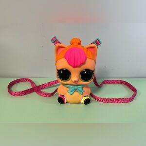 LOL Surprise Doll Big Neon Kitty Cat Backpack, Kids Coin Bank Purse Toy, Kid Bag